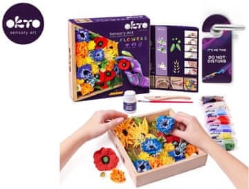 OKTO FREEDOM Sklop umetniškega modeliranja DIY cvetje z lesenim okvirjem 21x21 cm