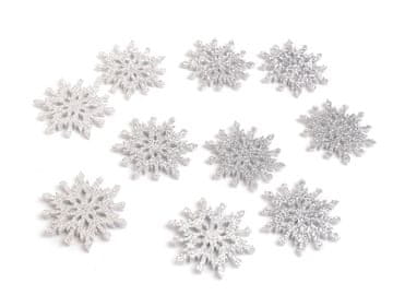 Božična snežinka iz filca z bleščicami 40 mm - srebrna (10 kosov)