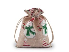 Božična darilna vrečka snežak 13x18 cm - naravni snežak