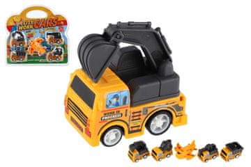 Gradbeni stroj mini 4 kosi + letalo plastika 5-7cm zložljivo v blistru 23x22cm