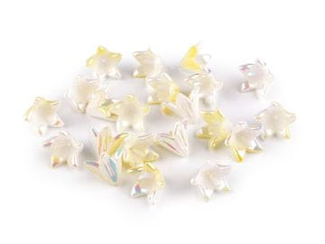 Plastične kroglice z AB učinkom cvet / zvonček / krilo 12x16 mm - rumena svetloba (20 kosov)