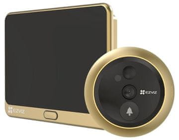 EZVIZ DP2C Wi-Fi pametno vratno kukalo, kamera, zvonec, IR do 5 m, PIR, LCD 4,3", zlato
