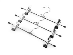 Kovinski obešalnik za blago s sponkami - srebrn (10 kosov)