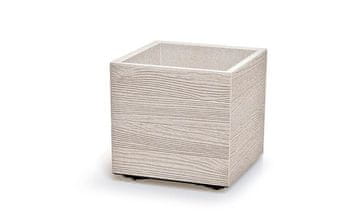 Prosperplast Cvetlični lonec MADERA SQUARE eko les 38,5 cm bela eko