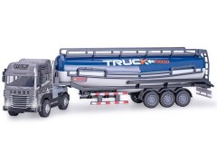 39 cm kovinski tanker na baterije 1:24 s svetlobo in zvokom - mešanica barv (siva, modra, bela, rdeča)