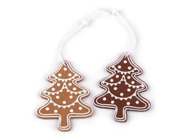 Božični medenjaki za obešanje iz filca - rjava naravna drevesa (4 kosi)