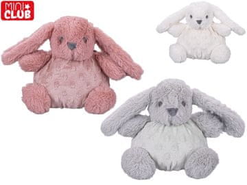 Mini Club plišasti zajček 16 cm s teksturo in z ropotuljico - mešanica barv (zelena, bela, roza)