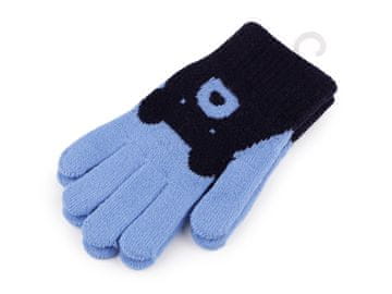 Otroške pletene rokavice medved - svetlo modre