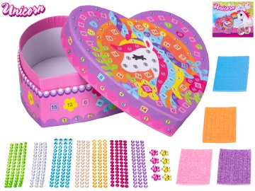 Komplet za lepljenje barvnih kamnov na škatlico za nakit Unicorn 13x12,5 cm