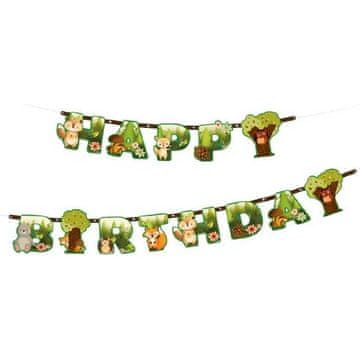 Papirnata girlanda gozdne živali Vse najboljše za rojstni dan 210x16cm - Party Pal