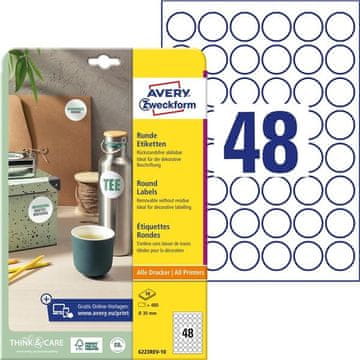 Avery Zweckform Okrogle etikete za skeniranje Avery, bele, 30 mm, 480 kosov