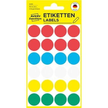 Avery Zweckform Okrogle etikete Avery, 18 mm, mešanica barv