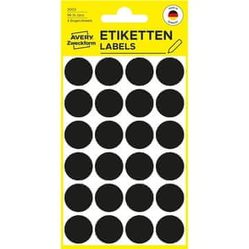 Avery Zweckform Okrogle etikete Avery, 18 mm, črne