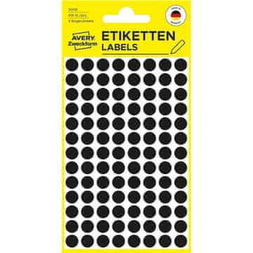 Avery Zweckform Okrogle etikete Avery, 8 mm, črne