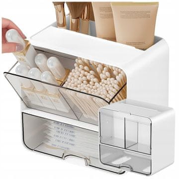 Verkgroup Stenski organizator s predalom za shranjevanje kozmetike za kopalnico bel