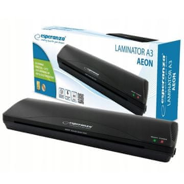 Esperanza 265W laminator A3 za plastificiranje črn + A3 folije AEON