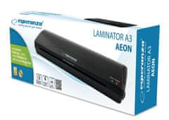 Esperanza 265W laminator A3 za plastificiranje črn + A3 folije AEON