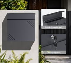 Wiltec Stenski poštni nabiralnik z režo za časopis antracit mehko zapiranje V63