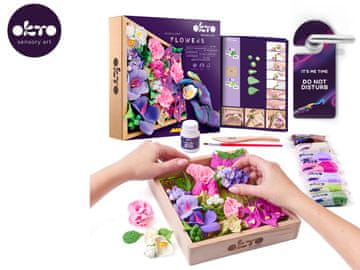 OKTO INSPIRACIJA Sklop umetniškega modeliranja DIY cvetje v lesenem okvirju 21x21 cm