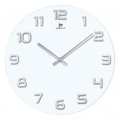 Lowell Stenska ura 38cm / 14897BS / okrogla / bela - srebna / steklo