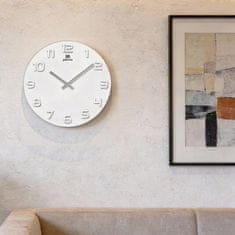 Lowell Stenska ura 38cm / 14897BS / okrogla / bela - srebna / steklo