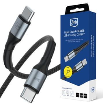 3MK Hyper kabel N-SERIES USB-C v USB-C 2m črn