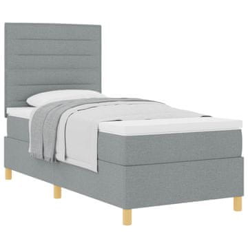 Vidaxl Postelja z vzmetnico z vzmetnico Svetlo siva 90 x 200 cm blago