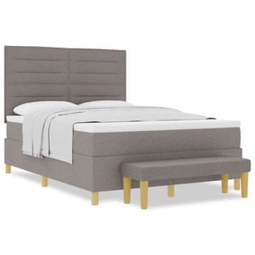 Vidaxl Postelja z vzmetnico z vzglavjem Taupe 190 x 140 cm blago