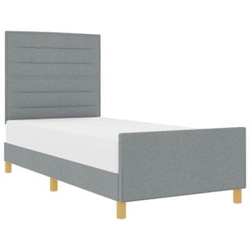 Vidaxl Konstrukcija postelje z vzglavjem Svetlo siva 90 x 200 cm blago