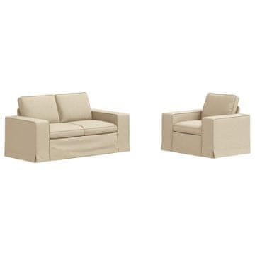 Vidaxl Kavčna garnitura 2 pcs krema 182 x 80 x 82 cm blago