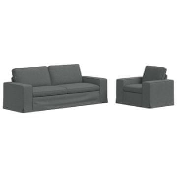 Vidaxl Kavčna garnitura 2 pcs Temno siva 182 x 80 x 82 cm blago