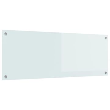 Vidaxl Kuhinjski panel Bela 110 x 40 cm kaljeno steklo