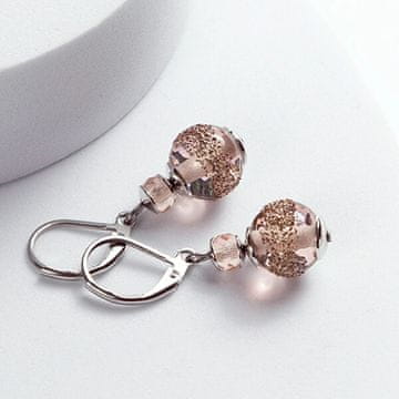 Lampglas Čudoviti uhani Misty Earth z biseri Lampglas Timeless Beauty ETB16