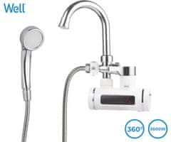 Well RAINFALL električna grelna pipa/ročna prha, stenski priklop, 3600 W