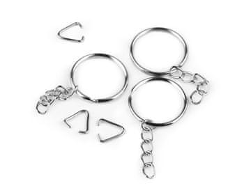 Obesek za ključe Ø25 mm z verižico in sklopko - nikelj (10 kosov)