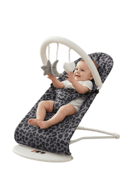 Tavalax Otroški ležalnik–gugalnik, 3 položaji 21°/33°/45°, zložljiv, jeklen okvir, snemljiva tkanina, z lokom za igrače, Leopard