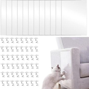 Nikcorp Zaščitne folije proti mačjim praskam, 12 kosov, samolepilne, prozorne, za pohištvo, vrata in stene, z žebljički