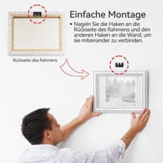 Nikcorp Kavlji za slike in okvirje, nerjaveče jeklo, 8 kosov, stenski nosilci za obešanje ogledal, plakatov in pohištva