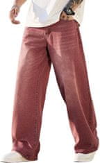 Nikcorp Moške baggy jeans hlače s širokimi hlačnicami, ulični slog Y2K, trpežen bombaž, udoben kroj, rdeče barve, velikost M