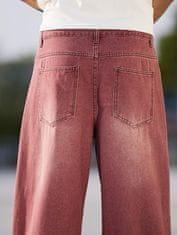 Nikcorp Moške baggy jeans hlače s širokimi hlačnicami, ulični slog Y2K, trpežen bombaž, udoben kroj, rdeče barve, velikost M
