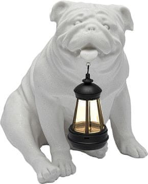 Nikcorp Solarna LED vrtna svetilka kip psa, bela, vodoodporna dekoracija za vrt, dvorišče, terasa, smola