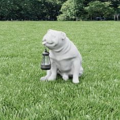 Nikcorp Solarna LED vrtna svetilka kip psa, bela, vodoodporna dekoracija za vrt, dvorišče, terasa, smola