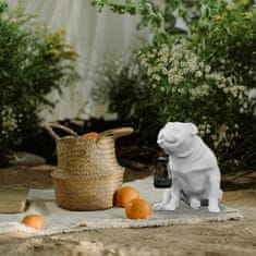 Nikcorp Solarna LED vrtna svetilka kip psa, bela, vodoodporna dekoracija za vrt, dvorišče, terasa, smola