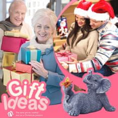 Nikcorp Solarna LED vrtna svetilka kip slon, siva, vodoodporna smola, samodejni vklop, zunanja in notranja dekoracija