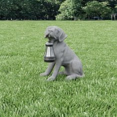 Nikcorp Solarna LED vrtna svetilka kip psa, siva, realistična figura iz smole, vodoodporna, samodejni vklop