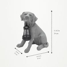 Nikcorp Solarna LED vrtna svetilka kip psa, siva, realistična figura iz smole, vodoodporna, samodejni vklop