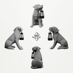 Nikcorp Solarna LED vrtna svetilka kip psa, siva, realistična figura iz smole, vodoodporna, samodejni vklop