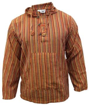 Nikcorp Moška bombažna jopa s kapuco 4XL, črtasta, oranžna, lahka, sproščena, festivalska