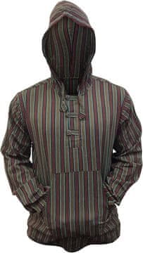 Nikcorp Moška črtasta srajca s kapuco M, zelena bombažna jopa, boho stil, lahka festivalska majica