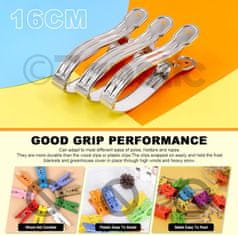 Nikcorp Vrtne sponke 16 cm, nerjaveče jeklo, močne, za rastlinjak in folijo, velike, komplet 10 kosov